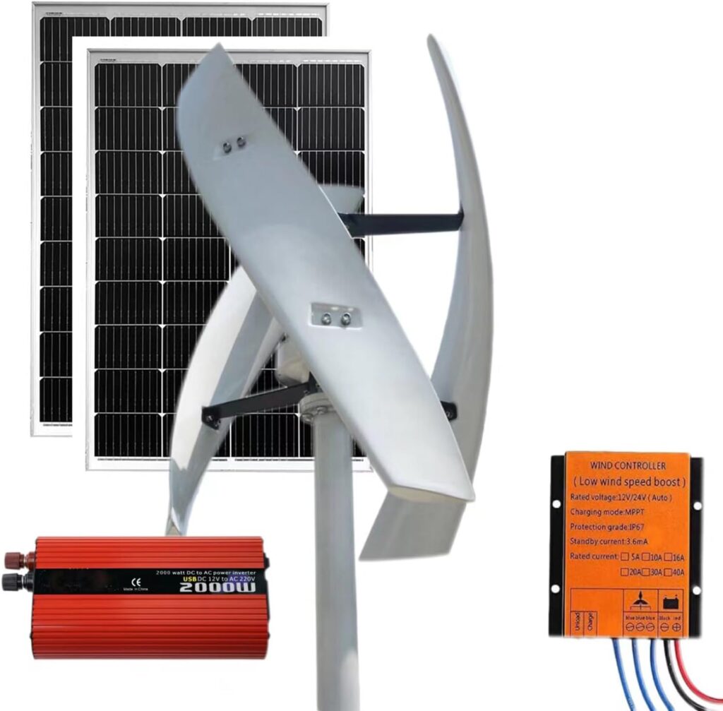 OLONETO vertical axis wind turbine and solar panel